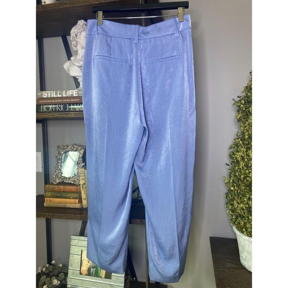 Vince Blue Satin Tailored High-Waisted Trousers 6 - Picture 7 of 9